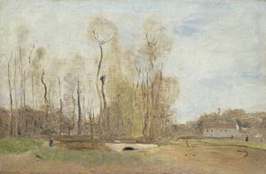 Auvers-sur-Oise: Daubignyho rybník, kolem roku 1855 (olej, papír na plátně) od Jean-Baptiste-Camille Corot
